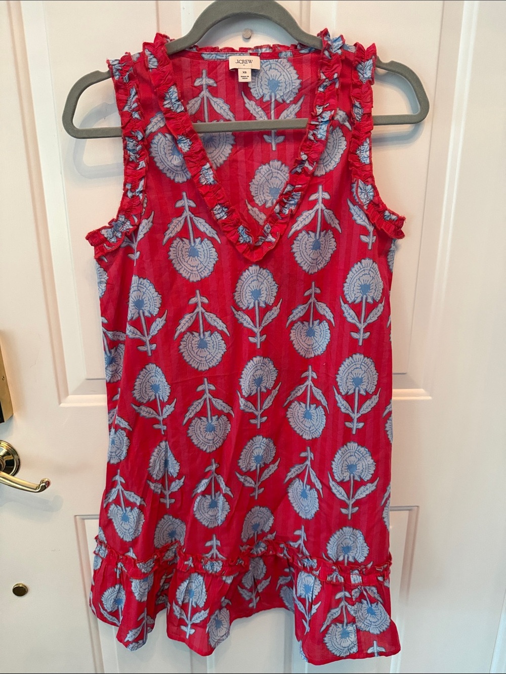 Jcrew XS Red block print summer dress/cover-up